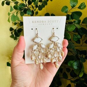 Kendra Scott Gold and White Chandelier Earrings